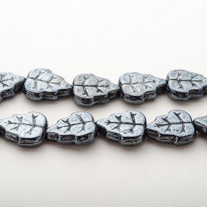 画像1: Leaf Bead  10 x 12mm ジェットヘマタイト