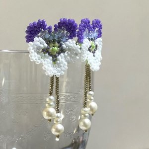 画像2: 【再入荷！】すみれのイヤリング／ピアス by Beads工房 brilliant 大槻友美