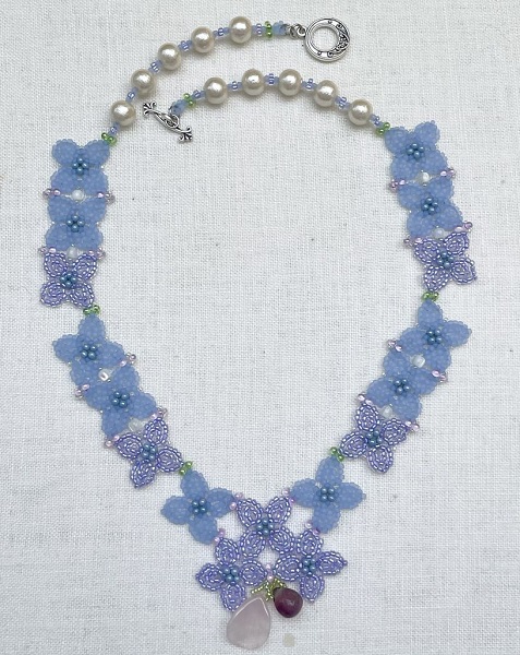 画像1: 【再入荷！】紫陽花ネックレス by Beads工房 brilliant 大槻友美 (1)